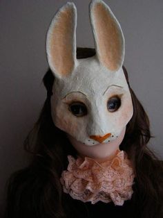 Arcana Oc, Mascara Papel Mache, Mask Rabbit, Paper Paste, Rabbit Mask, Paper Mache Mask, Mascaras Halloween, Mask Aesthetic