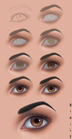 the different types of eyes are shown in this drawing style, and it is easy to draw