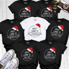 Most Likely to Christmas Shirt, Family Matching Christmas Tees, Xmas Group Tee, Santa Hat Tee, Christmas Vacation Tshirt, Christmas Crew Tee Get into the festive spirit with our Most Likely to Shirt and Family Christmas Tee collection, perfect for adding fun to your holiday season! Whether you're looking for a stylish Christmas Shirt for your family gatherings or a cozy Family Matching Tee and Matching Christmas  set for your next event, we've got you covered. Our Xmas Group Tee and Santa Hat Te Family Vacation Shirts Christmas, Christmas Vacation Tshirt, Most Likely To Shirts, Most Likely To Christmas Shirts, Christmas Vacation Tshirts, Vacation Tshirt, Family Matching Christmas, Family Vacation Shirts, Christmas Set