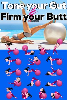 Gym Ball Exercises, Stability Ball Workout, Ball Workouts, Stability Ball Exercises, Fitness Ball, Toning Exercises, Ball Workout, Balance Ball, Gym Ball