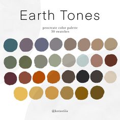 an image of earth tones in various colors and sizes, with the text above it