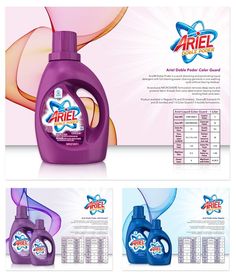 an ad for ariel laundry detergents with instructions on how to use the product