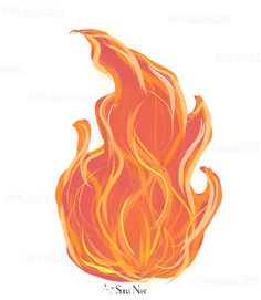 an orange and yellow fire is shown on a white background