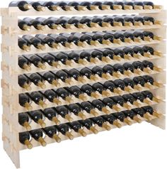 a wine rack filled with lots of bottles