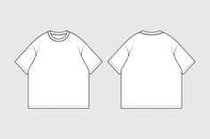 the front and back view of a white t - shirt with short sleeves, on a gray background