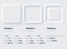 the shadow 2 and shadow 4 are shown in three different shapes, each with their own color