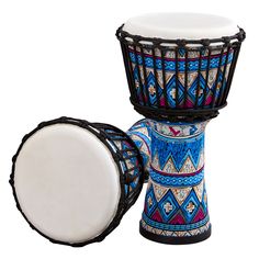 an image of two djembe drums on white background