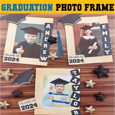 Graduation Craft Picture Frame/ Picture frame, Class of 2024 , Graduation Bulletin board. With this cute "Graduation Picture Frame" keepsake printable, you can add an additional unique touch to this year's pre-k and kindergarten graduation! This adorable craft template is perfect for pre-K, kindergarten, and all elementary grades. Students will enjoy making a unique memento to celebrate their significant accomplishment. Instructions:      ⭐Please print on cardstock paper and laminate for sturdy Graduation Keepsake Ideas, Graduation Awards, Graduation Bulletin Board, Kindergarten Graduation Pictures, School Picture Frames, Graduation Picture Frames, Kindergarten Graduation Party, Emotions Preschool, Cute Picture Frames