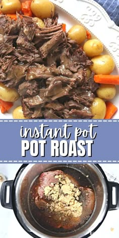 instant pot roast recipe with potatoes and carrots in the crockpot is so easy to make