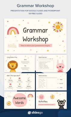 a poster with the words, phrases and symbols for an english language course on it