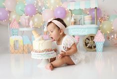 Ice Cream First Birthday Photoshoot, Pastel 1st Birthday Girl, Pastel 1st Birthday, Twin Cake Smash, Smash Cake First Birthday, Jersey Cake, Cake Smash Inspiration, Cake Smash Theme, Baby Birthday Photoshoot