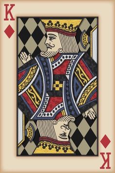 a playing card with an image of a king in the middle and two kings on each side