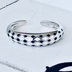 ❤️925 Sterling Silver Black White Lattice Adjustable Rings For Women,Luxury Fine Jewelry,Checker Ring,Geometric Pattern Ring,Minimal Ring Perfect for any gender and can be adjusted to fit any hand Size: Adjustable This is the special gift for your friends or lovers Minimalist design It goes well with all outifts All orders are shipped first class Material: Silver Never use abrasive products to clean your jewelry It is possible to include a gift message with your chosen item. Have you changed you Adjustable Silver Enamel Open Ring, Silver Open Enamel Ring For Promise, Silver Minimalist Enamel Ring For Anniversary, Silver Stackable Enamel Ring, Silver Stackable Enamel Ring As Gift, Silver Enamel Open Ring, Silver Open Enamel Ring, Silver Stackable Enamel Ring Gift, Elegant Silver Enamel Ring In Sterling Silver