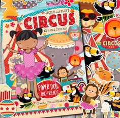 the cover of circus paper doll and stickers