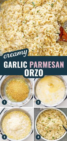 how to make creamy garlic parmesan orzo