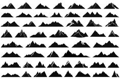 mountain silhouettes are shown in black and white, with different angles to show them