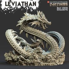 a statue of a dragon with its mouth open and the words levi nathan on it