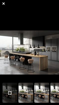 an image of a kitchen with stools in it