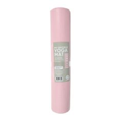 a pink yoga mat on a white background