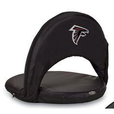 the nfl chair is black and has a atlanta football logo on it's side