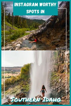 two photos with the words instagramm worthy spots in them and an image of a waterfall