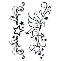 an artistic tattoo design with stars and swirls