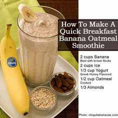 a banana and oatmeal smoothie on a plate