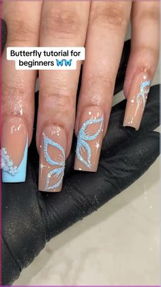 #nails #coquette #cute #acrylic Beginner Nail Designs, Quick Nail Art, Butterfly Nail Designs, Nail Tutorial Videos, Halloween Nails Easy, Nail Design Video, Nail Designs Tutorial, Diy Acrylic Nails, Nail Art For Beginners