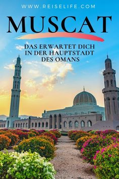 the front cover of a magazine with an image of a mosque in the background and colorful flowers