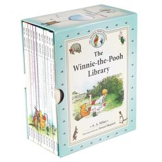 the winnie - the - pooh library is shown in three books