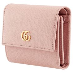 Gucci French Wallet In Pink Leather Is A Classic French Wallet That Would Be Perfect To Slip Into Your Handbag For Everyday Use. This Wallet Is All Pink Dollar Calf Leather And Has A Polished Gold Gg On The Top Flap. Gucci French Wallet In Pink Leather Gg Gucci Logo Accent Top French Flap 1 Zipped Coin Area 4 Card Slots H 9.5 Cm W 11 Cm X D 3 Cm Product Number 546584 Made In Italy Elegant Pink Leather Coin Purse, Pink Rectangular Wallet With Original Box, Luxury Pink Leather Wallet, Classic Pink Leather Wallet, Elegant Pink Bifold Coin Purse, Chic Compact Pink Wallet, Gucci Bifold Wallet Gift, Designer Gucci Bags With Card Slots, Designer Pink Wallet With Card Slots