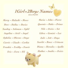 the girl - 2 boys names are written in english