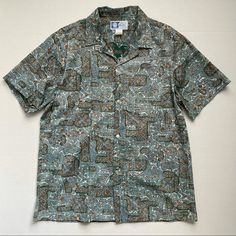 Styled By Rjc Rare 80s Vintage Hawaiian Shirt Vintage 1980s Made In The Usa Made In Hawaii Rjc Tribal Fish Patterned Short Sleeved Button Down Shirt. Beautiful Condition, Looks Unworn! Size Large Fits L/Xl. 23 X 30 Tags: #Hawaii #Hawaiian #Hawaiianshirt #Vintage #Rare Spring Casual Shirt With Retro Print, Casual Shirt With Retro Print For Spring, Casual Retro Print Shirt For Spring, Casual Shirt With Vintage Print And Relaxed Fit, Casual Relaxed Fit Shirt With Vintage Print, Green Casual Shirt With Vintage Print, Casual Patterned Shirt With Camp Collar, Casual Patterned Top With Camp Collar, Casual Green Shirt With Vintage Print