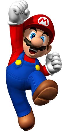 an image of mario running with his hands in the air