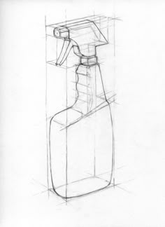 a drawing of a hand sanitizer on a white paper