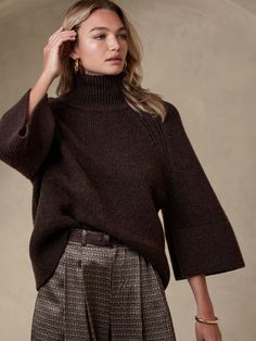 Firenze Flare-Sleeve Sweater | Banana Republic Flared Sleeve Sweater, Wedding Guest Outfit Fall, Flare Sleeve Sweater, Knit Texture, Clothing Outfits, Crochet Mini Dress, Fall 2022, Casual Winter Outfits, Outfit Inspo Fall