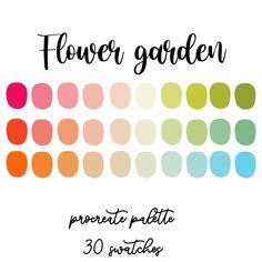 the flower garden logo is shown in black and white, with colorful dots on it