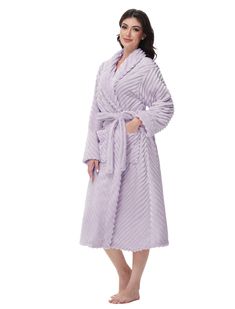 PRICES MAY VARY. Elegant & Comfortable: The gorgeous stripe pattern adds extra elegance to the robe. Its fluffy and ultra-cozy softness provides the utmost comfort all year round. Warm Yet Lightweight: This plush robes maintains the ideal balance between weight and warmth. Enjoy being cuddled up in this soft and calming blanket whenever you're ready to snuggle up. User-Oriented Design: The advanced design makes the bathrobe fit perfectly. The waist belt is easy to adjust, 2 side pockets can keep Plush Robes, Womens Robe, Linen Bathrobe, Plush Robe, Robes For Women, Bath Robes For Women, Women's Robe, Dyeing Techniques, Waist Belt