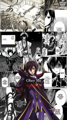 an anime story page with the characters in purple and black outfits, one is holding his arms