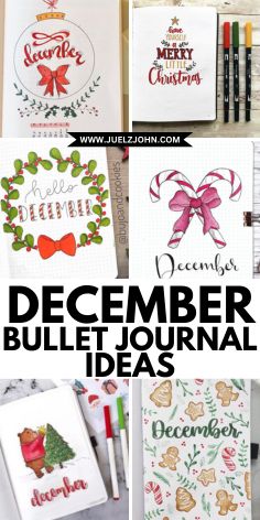 December bullet journal ideas. Bullet journal monthly cover ideas for December. Christmas-themed Bullet journal covers. December bullet journal themes and spreads. Bullet Journal Ideas For December, Journal Ideas For December, December Bullet Journal Cover, December Bullet Journal Ideas, Bujo Christmas