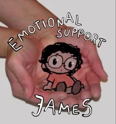 two hands are holding a drawing of a child's face with the words national support james on it