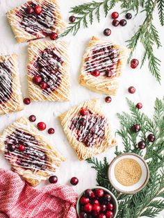 cranberry shortbreads with white chocolate drizzled on top