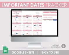 a desktop computer screen with the text important dates trackerr on it, and an image of