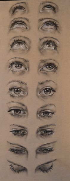 the eyes are drawn in pencil on paper