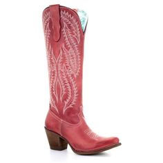 Corral Ladies Rioja Red Embroidered Tall Boot E1318 – Wild West Boot Store Rodeo Jeans, Boots Inspiration, Texan Boots, Corral Boots Womens, Hats Cowboy, Classic Embroidery, Winter Boots Outfits, Leather Cowgirl Boots, Rascal Flatts