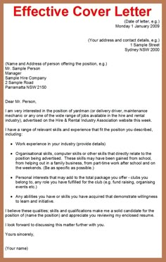 an effective cover letter for a job application is shown in this format, and includes the following