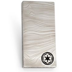 a white wallet with a star wars emblem on it