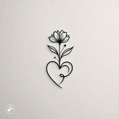 a drawing of a heart and flower on a white background with the word love written below it