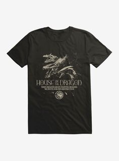 Lightweight 100% combed ring spun cottonWash cold; dry lowImportedListed in men's  unisex sizes House Of Dragons T Shirt, Game Of Thrones Tv, House Of The Dragon, Nerd Alert, Top Graphic Tees, Our House, Mens Graphic Tee, The Dragon, Hot Topic