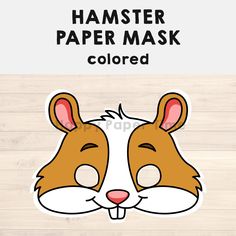 the hamster paper mask is colored in brown and white